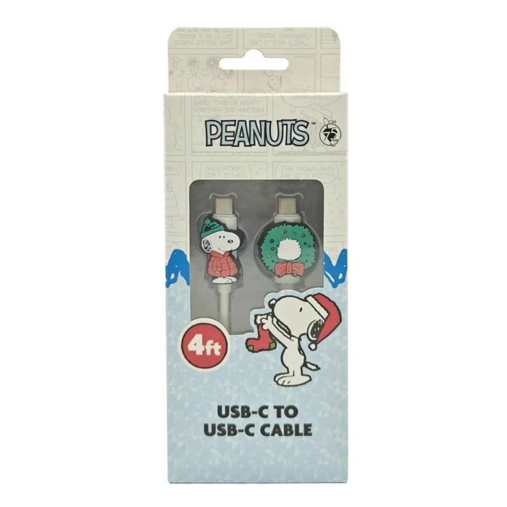 Peanuts 4' USB-C to USB-C Cable, Festive Design NIB